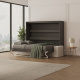 SMARTBett 160x200 Wall Bed Horizontal M2 (Depth 55cm) Anthracite  incl. SOFA Sand  Grey