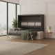 SMARTBett 160x200 Wall Bed Horizontal M2 (Depth 55cm) Anthracite  incl. SOFA Sand  Grey