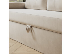 SMARTBett 160x200 Schrankbett Horizontal M2 (Tiefe 55cm) Kaiserbereg Eiche inkl.SOFA Sandgrau Armlehnen 26 cm mit Stauraum