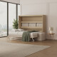 SMARTBett 160x200 Schrankbett Horizontal M2 (Tiefe 55cm) Kaiserbereg Eiche inkl.SOFA Sandgrau Armlehnen 26 cm mit Stauraum