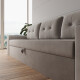 SMARTBett 160x200 Schrankbett Horizontal M2 (Tiefe 55cm) Kaiserbereg Eiche inkl.SOFA Sandgrau Armlehnen 26 cm mit Stauraum