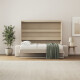 SMARTBett 160x200 Wall Bed Horizontal M2 (Depth 55cm) Kaiserberg  Oak incl. SOFA sand gray Armrests 26 cm with drawers