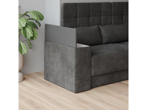SMARTBett 160x200 Schrankbett Horizontal M2 (Tiefe 55cm) Kaiserbereg Eiche inkl.SOFA Anthrazit Armlehnen 26 cm mit Stauraum