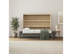 SMARTBett 160x200 Schrankbett Horizontal M2 (Tiefe 55cm) Kaiserbereg Eiche inkl.SOFA Anthrazit Armlehnen 26 cm mit Stauraum