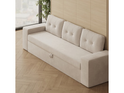 SMARTBett 160x200 Wall Bed Horizontal M2 (Depth 55cm) Kaiserberg  Oak incl. SOFA Sand grey
