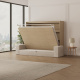 SMARTBett 160x200 Wall Bed Horizontal M2 (Depth 55cm) Kaiserberg  Oak incl. SOFA Sand grey