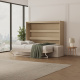 SMARTBett 160x200 Wall Bed Horizontal M2 (Depth 55cm) Kaiserberg  Oak incl. SOFA Sand grey