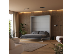 Murphy bed M1(40 cm depth) 140x200 Vertical Pearl Grey / Mirror