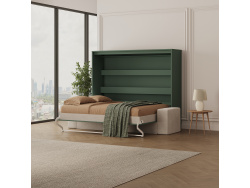 SMARTBett 160x200 Murphy  Bed  incl.Sofa Sand  Grey Horizontal M2 (Depth 55cm)  Stone green