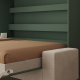 SMARTBett 160x200 Murphy  Bed  incl.Sofa Sand  Grey Horizontal M2 (Depth 55cm)  Stone green