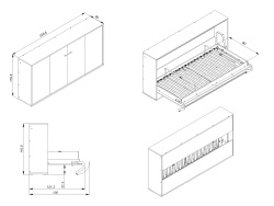SMARTBett Schrankbett Serie M 90H Horizontal 90x200cm (Tiefe 40cm)