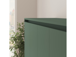 SMARTBett Schrankbett 160x200 Horizontal M2 (Tiefe 55cm) Steingrün mit Ecksofa Anthrazit