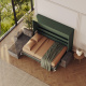 SMARTBett Schrankbett 160x200 Horizontal M2 (Tiefe 55cm) Steingrün mit Ecksofa Anthrazit