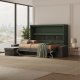 SMARTBett Schrankbett 160x200 Horizontal M2 (Tiefe 55cm) Steingrün mit Ecksofa Anthrazit