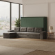 SMARTBett Schrankbett 160x200 Horizontal M2 (Tiefe 55cm) Steingrün mit Ecksofa Anthrazit