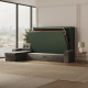SMARTBett Schrankbett 160x200 Horizontal M2 (Tiefe 55cm) Steingrün mit Ecksofa Anthrazit