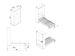 SMARTBett Series M Murphy Bed 90x200cm Vertikal  (Depth 40cm)