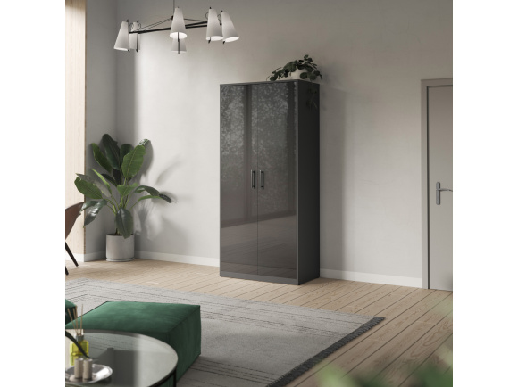 SMARTBETT Wardrobe 100 CM ANTHRACITE/WHITE High Gloss