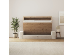 SMARTBett 140x200 Schrankbett Horizontal M2 (Tiefe 55cm) Wildeiche inkl. Sandgrau SOFA