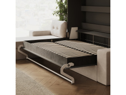 SMARTBett Murphy Bed 160x200 Horizontal M2 Anthracite (Depth 55cm)  with Corner Sofa Sand  Grey