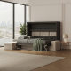 SMARTBett Murphy Bed 160x200 Horizontal M2 Anthracite (Depth 55cm)  with Corner Sofa Sand  Grey