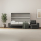 SMARTBett Schrankbett 160x200 Horizontal M2 Perlgrau  (Tiefe 55cm) mit Ecksofa Anthrazit