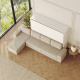 SMARTBett Schrankbett mit Ecksofa Sandgrau 160x200 Horizontal M2 (Tiefe 55cm) Weiss