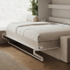 SMARTBett Schrankbett mit Ecksofa Sandgrau 160x200 Horizontal M2 (Tiefe 55cm) Weiss
