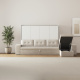 SMARTBett Schrankbett mit Ecksofa Sandgrau 160x200 Horizontal M2 (Tiefe 55cm) Weiss