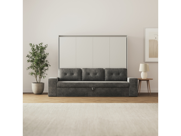 SMARTBett Murphy bed with sofa Anthrazit (M2 55cm depth) 160x200 Horizontal Pearl Gray