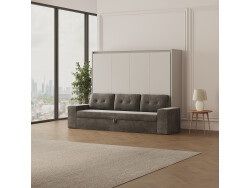 SMARTBett Murphy bed with sofa Anthrazit (M2 55cm depth) 160x200 Horizontal Pearl Gray