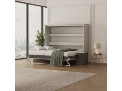SMARTBett Murphy bed with sofa Anthrazit (M2 55cm depth) 160x200 Horizontal Pearl Gray