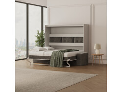 SMARTBett Murphy bed with sofa Anthrazit (M2 55cm depth) 160x200 Horizontal Pearl Gray