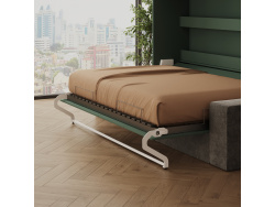 SMARTBett 140x200 Wall Bed Horizontal M2 (Depth 55cm) Roock Green withl. SOFA
