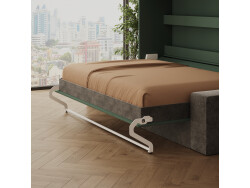 SMARTBett 140x200 Wall Bed Horizontal M2 (Depth 55cm) Roock Green withl. SOFA