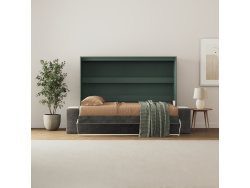 SMARTBett 140x200 Wall Bed Horizontal M2 (Depth 55cm) Roock Green withl. SOFA