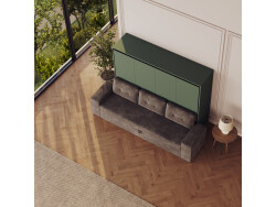 SMARTBett 140x200 Wall Bed Horizontal M2 (Depth 55cm) Roock Green withl. SOFA