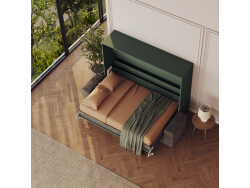 SMARTBett 140x200 Wall Bed Horizontal M2 (Depth 55cm) Roock Green withl. SOFA