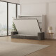 SMARTBett 160x200 Schrankbett Horizontal inkl.SOFA  Anthrazit  M2 (Tiefe 55cm) WEISS