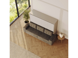 SMARTBett 140x200 Wall Bed Horizontal M2 (Depth 55cm) Pearl  Grey withl. SOFA Anthracite