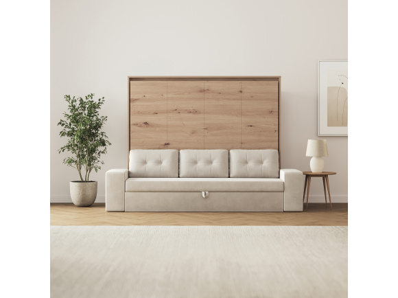 SMARTBett 160x200 Wall Bed Horizontal M2 (Depth 55cm) Wild Oak incl. SOFA