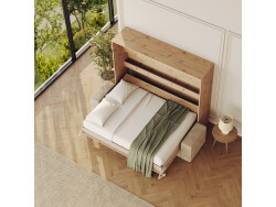 SMARTBett 160x200 Wall Bed Horizontal M2 (Depth 55cm) Wild Oak incl. SOFA