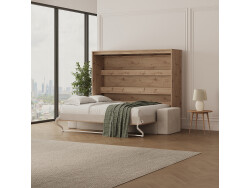 SMARTBett 160x200 Wall Bed Horizontal M2 (Depth 55cm) Wild Oak incl. SOFA