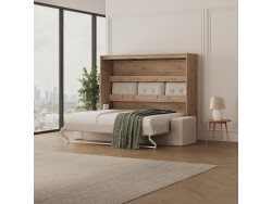 SMARTBett 160x200 Wall Bed Horizontal M2 (Depth 55cm) Wild Oak incl. SOFA