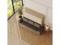 SMARTBett 140x200 Schrankbett Horizontal M2 (Tiefe 55cm) Kaiserberg Eiche inkl.SOFA Anthrazit