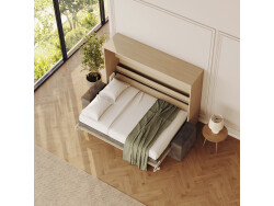 SMARTBett 140x200 Schrankbett Horizontal M2 (Tiefe 55cm) Kaiserberg Eiche inkl.SOFA Anthrazit