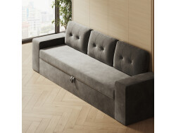 SMARTBett 140x200 Murphy Bed Horizontal M2 (Depth 55cm) Kayserberg Oak incl. SOFA Sand grey