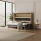 SMARTBett 140x200 Schrankbett Horizontal M2 (Tiefe 55cm) Kaiserberg Eiche inkl.SOFA Anthrazit